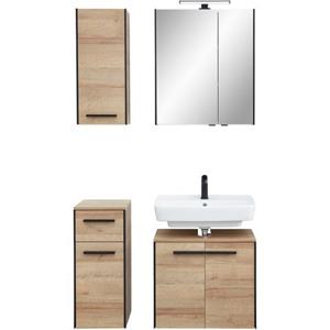 Saphir Badkamerserie Quickset 395 4-teilig, Waschbeckenunterschrank mit LED-Spiegelschrank (4-delig)