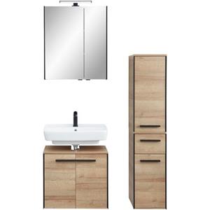 Saphir Badkamerserie Quickset 395 3-teilig, Waschbeckenunterschrank mit LED-Spiegelschrank (4-delig)