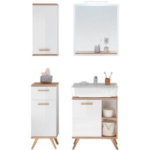 Saphir Badkamerserie Quickset 4-teilig, Waschbeckenunterschrank mit LED-Spiegel (5-delig)