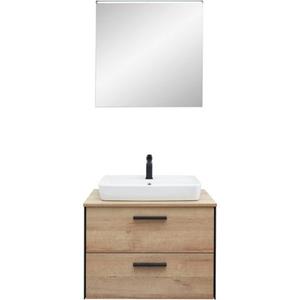 Saphir Badkamerserie Quickset 395 2-teilig, Keramik-Aufsatzbecken mit LED-Spiegel (4-delig)