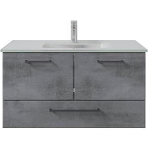 Saphir Badkamerserie Quickset 945 Glas-Waschtisch mit Unterschrank, 99 cm breit, Waschplatz (1 stuk)