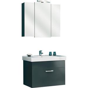 Saphir Badkamerserie Quickset 2-teilig, Keramikwaschtisch mit LED-Spiegelschrank, Bad-Set (2-delig)