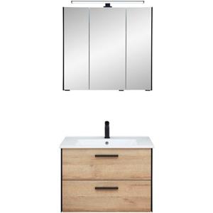 Saphir Badkamerserie Quickset 395 2-teilig, Keramik-Waschtisch mit LED-Spiegelschrank (2-delig)