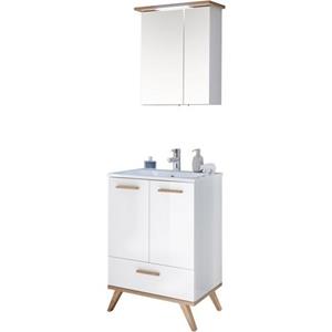 Saphir Badkamerserie Quickset 2-delig, mineraalmarmeren wastafel en LED-spiegelkast (2-delig)
