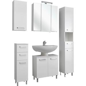 Saphir Badkamerserie Quickset 5-teilig, Waschbeckenunterschrank mit LED-Spiegelschrank (complete set, 5-delig)