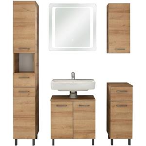 Saphir Badkamerserie Quickset 919 5-teilig, Waschbeckenunterschrank mit LED-Spiegel (5-delig)