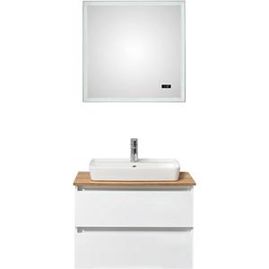 Saphir Badkamerserie Quickset 360 2-teilig, Keramik-Aufsatzbecken mit LED-Spiegel (4-delig)