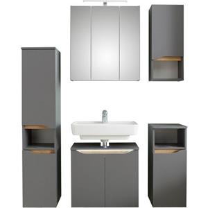 Saphir Badkamerserie Quickset 5-teilig, Waschbeckenunterschrank mit LED-Spiegelschrank Voeten niet meegeleverd (6-delig)