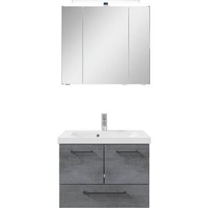 Saphir Badkamerserie Quickset 945 2-delig, mineraalmarmeren wastafel en LED-spiegelkast (2-delig)