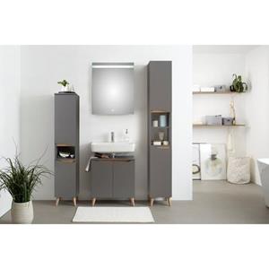 Saphir Badkamerserie Quickset 5-teilig, Waschbeckenunterschrank mit LED-Spiegel (5-delig)