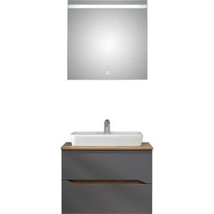 Saphir Badkamerserie Quickset 2-teilig, Keramik-Aufsatzbecken mit LED-Spiegel Voeten niet meegeleverd (4-delig)