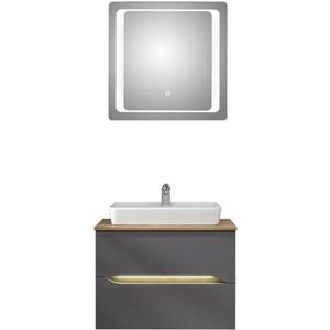 Saphir Badkamerserie Quickset 2-teilig, Keramik-Aufsatzbecken mit LED-Spiegel (5-delig)
