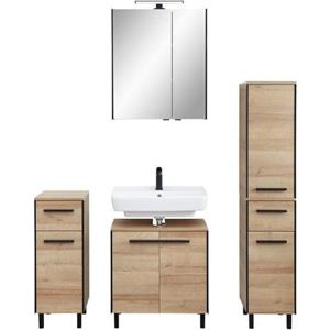Saphir Badkamerserie Quickset 395 4-teilig, Waschbeckenunterschrank mit LED-Spiegelschrank (5-delig)