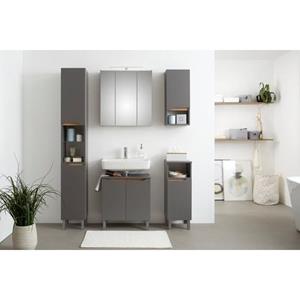 Saphir Badkamerserie Quickset 5-teilig, Waschbeckenunterschrank mit LED-Spiegelschrank Vierkante poten