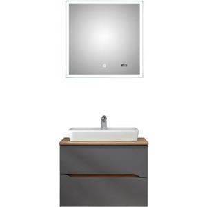 Saphir Badkamerserie Quickset 2-teilig, Keramik-Aufsatzbecken mit LED-Spiegel Voeten niet meegeleverd (4-delig)
