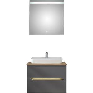 Saphir Badkamerserie Quickset 2-teilig, Keramik-Aufsatzbecken mit LED-Spiegel Voeten niet meegeleverd (5-delig)