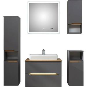 Saphir Badkamerserie Quickset 2-teilig, Keramik-Aufsatzbecken mit LED-Spiegel (5-delig)