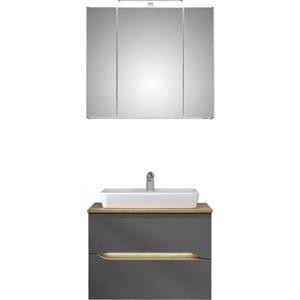 Saphir Badkamerserie Quickset 2-teilig, Keramik-Aufsatzbecken mit LED-Spiegelschrank Voeten niet meegeleverd (5-delig)