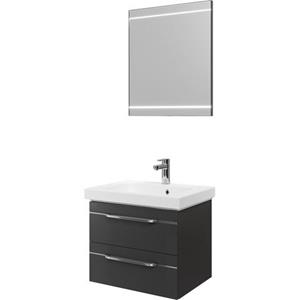 Saphir Badkamerserie Balto 2-teilig Mineralmarmor-Waschtisch mit LED-Spiegel, Waschplatz
