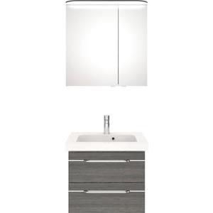 Saphir Badkamerserie Balto Sprint 2-teilig, Mineralmarmor-Waschtisch mit LED-Spiegelschrank (2-delig)