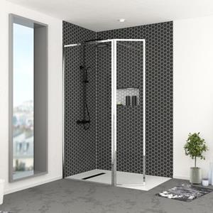 Aurlane  Inloopdouche + Korte Zijwand Edge 90+40 X 200cm - Chroom Profiel - 6 Mm Helder Glas