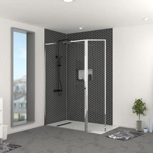 Aurlane  Inloopdouche + Korte Zijwand Edge 120+40 X 200cm - Chroom Profiel - 6 Mm Helder Glas
