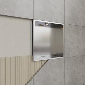 Boss & Wessing Inbouwnis BWS Alfie 30x30 cm Met LED Verlichting Geborsteld Staal 