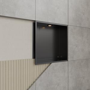 Boss & Wessing Inbouwnis BWS Alfie 30x30 cm Met LED Verlichting Mat Zwart 