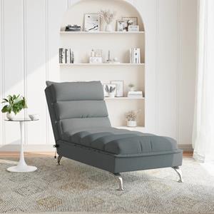vidaXL Massage chaise longue met kussens stof donkergrijs