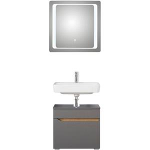 Saphir Badkamerserie Quickset 2-delig, wastafelonderkast met led-spiegel Wastafel 70 cm breed, zonder wastafel, 1 lade, badset (2-delig)
