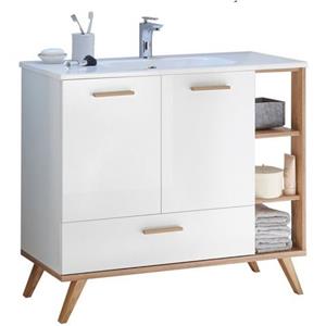 Saphir Badkamerserie Quickset Mineralmarmor-Waschtisch mit Unterschrank, 101 cm breit (1 stuk)