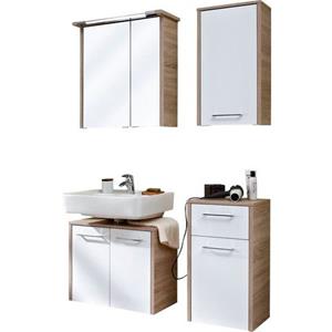 Saphir Badkamerserie Quickset 382 4-teilig, Waschbeckenunterschrank mit LED-Spiegelschrank Inclusief belichting (4-delig)