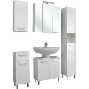 Saphir Badkamerserie Quickset 5-teilig, Waschbeckenunterschrank mit LED-Spiegelschrank (5-delig)