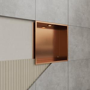 Boss & Wessing Inbouwnis BWS Alfie 30x30 cm Met LED Verlichting Geborsteld Koper 
