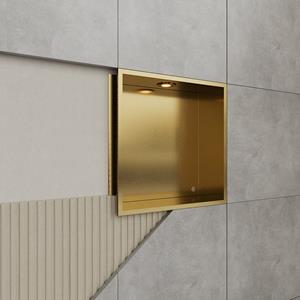 Boss & Wessing Inbouwnis BWS Alfie 30x30 cm Met LED Verlichting Geborsteld Goud 