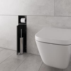 Boss & Wessing Inbouw Toiletborstelhouder BWS Alfie Met Rolhouder Betegelbaar Mat Zwart 
