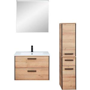 Saphir Badkamerserie Quickset 395 3-teilig, Keramikwaschtisch mit LED-Spiegel