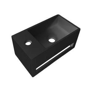 Boss & Wessing Fonteinset BWS Solid Surface Met Handdoekhouder Links Zwart Chroom