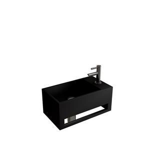 Boss & Wessing Fonteinset BWS Solid Surface Met Handdoekhouder Rechts Zwart Chroom