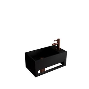 Boss & Wessing Fonteinset BWS Solid Surface Met Handdoekhouder Rechts Zwart Koper