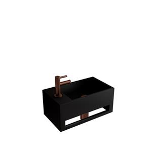Boss & Wessing Fonteinset BWS Solid Surface Met Handdoekhouder Links Zwart Koper