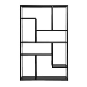 Leen Bakker Vakkenkast Stan - zwart - metaal - 188x120x35 cm
