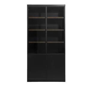 Leen Bakker Vitrinekast Virgil - zwart - 220x110x40 cm