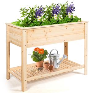 Coast Houten Plantenbak met Open Vak - 80 kg Draagvermogen - 92 x 41 x 81 cm - Dennenhout