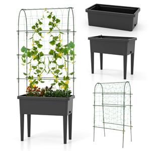 Coast Plantenbak met Klimrek - 35L - Max. 30 kg - Kunststof - 76 x 37 x 189 cm - Zwart
