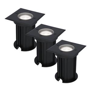 HOFTRONIC™ 3x Ramsay dimbare LED grondspot - Vierkant - Zwart - 6000K daglicht wit - 5 Watt - IP67 straal waterdicht - 3 jaar garantie