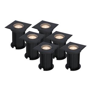 HOFTRONIC™ 6x Ramsay dimbare LED grondspot - Vierkant - Zwart - 2700K warm wit - 5 Watt - IP67 straal waterdicht - 3 jaar garantie