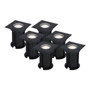 HOFTRONIC™ 6x Ramsay dimbare LED grondspot - Vierkant - Zwart - 6000K daglicht wit - 5 Watt - IP67 straal waterdicht - 3 jaar garantie