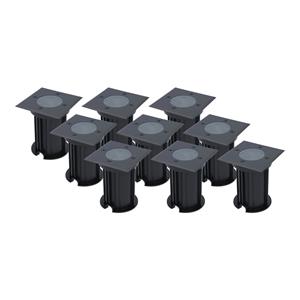 HOFTRONIC™ 9x Ramsay dimbare LED grondspot - Vierkant - Zwart - ex. GU10 - IP67 straal waterdicht - 3 jaar garantie