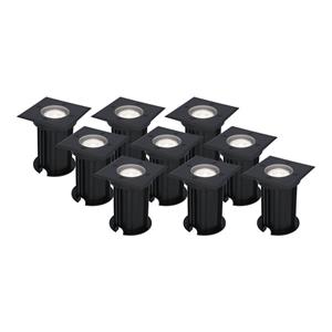 HOFTRONIC™ 9x Ramsay dimbare LED grondspot - Vierkant - Zwart - 6000K daglicht wit - 5 Watt - IP67 straal waterdicht - 3 jaar garantie